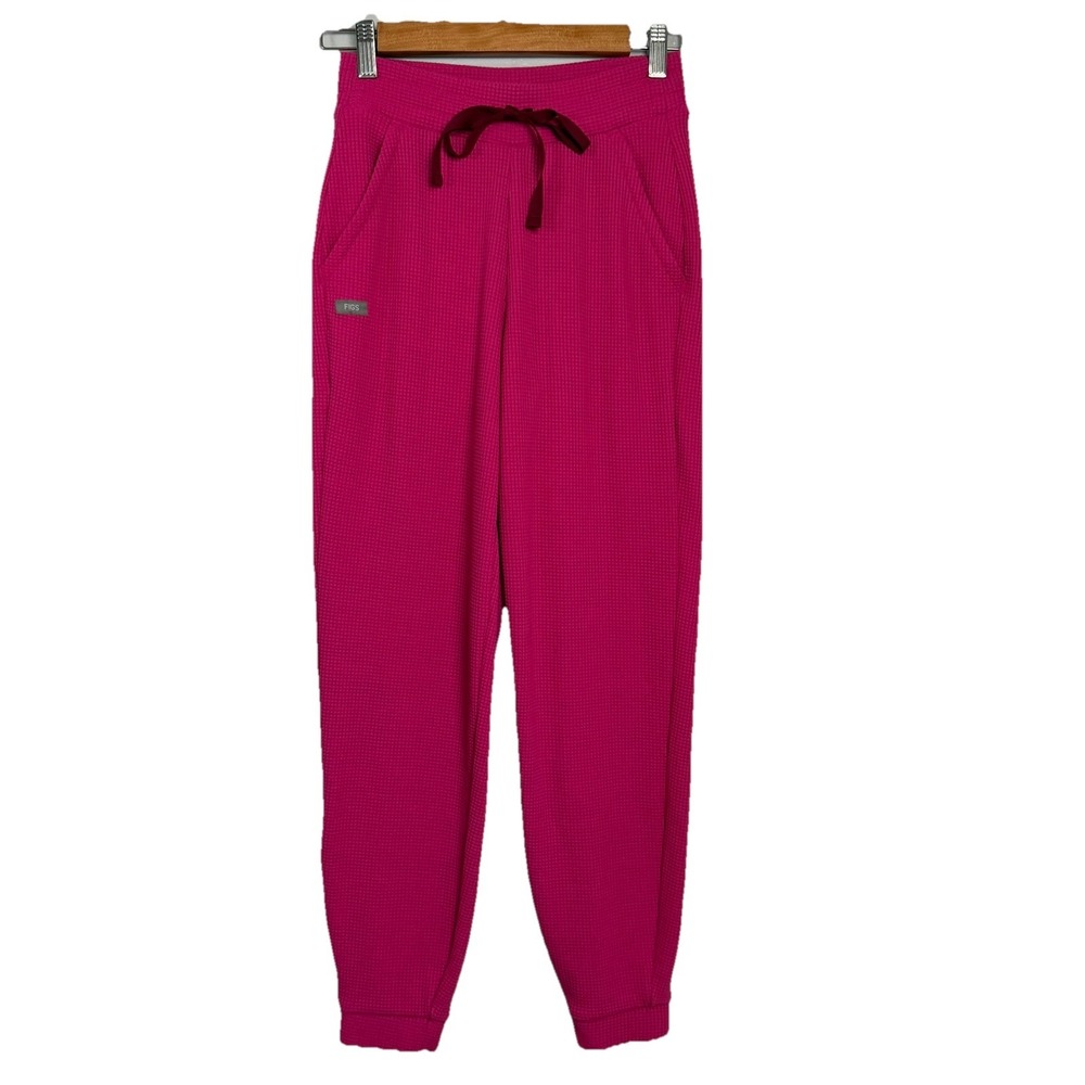 FIGS Waffle Knit Jogger Scrub‎ Pants Bright  Pink XS Medical Athleisure